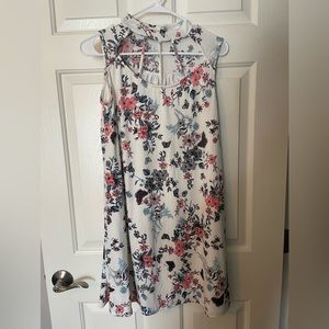 Pinkblush A-line white floral pink and blue print maternity dress